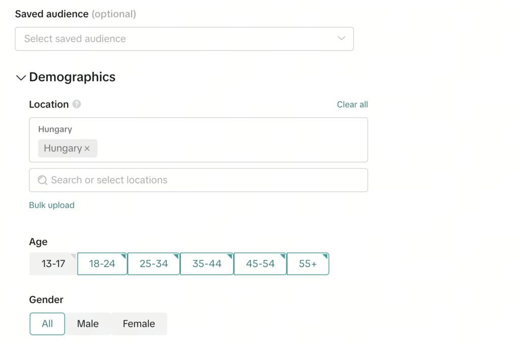 Tiktok célközönség beállítás